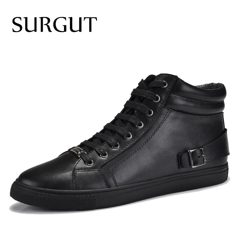 

SURGUT Brand New Genuine Leather Men Boots Fashion Warm Cotton Ankle Boots Shoes Men For Spring Autumn Winter Shoes
