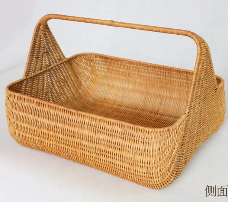 

Plant rattan manual fabrication hand basket Storing boxes creative home shopping basket Picnic outdoor basket pure handwork
