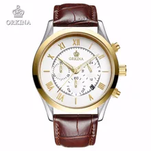 Orkina Для мужчин хронограф секундомер Спорт Кварцевые часы Man Army Военная Униформа кожа наручные Часы Relogio masculino Для мужчин Часы