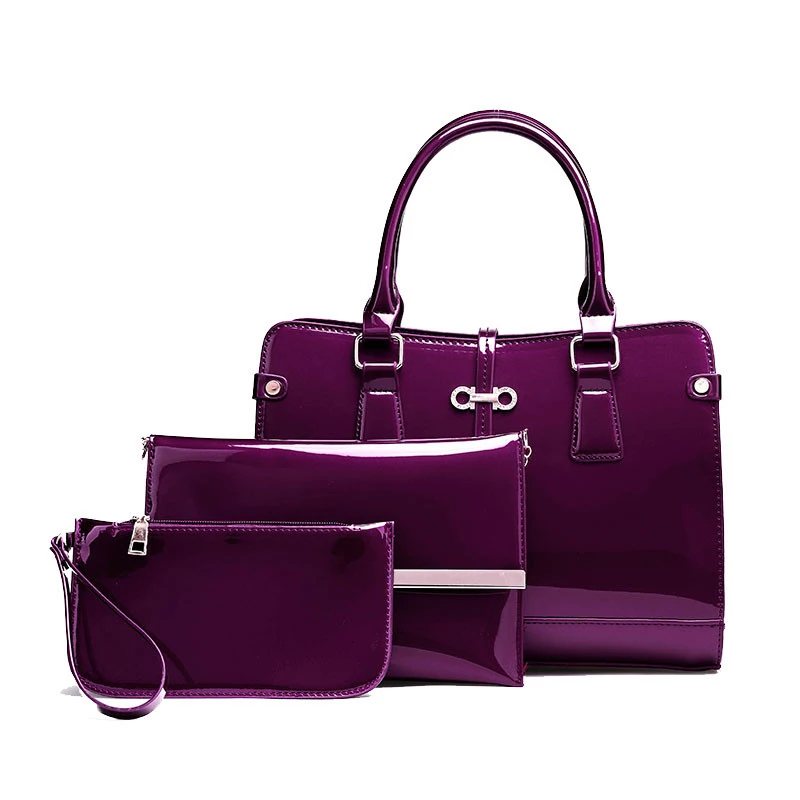 

Fashion Women Bags High Quality Bright PU Leather Shoulder Bags Ladies Brand Crossbody Bag Luxury Handbags Casual Totes 3 Set