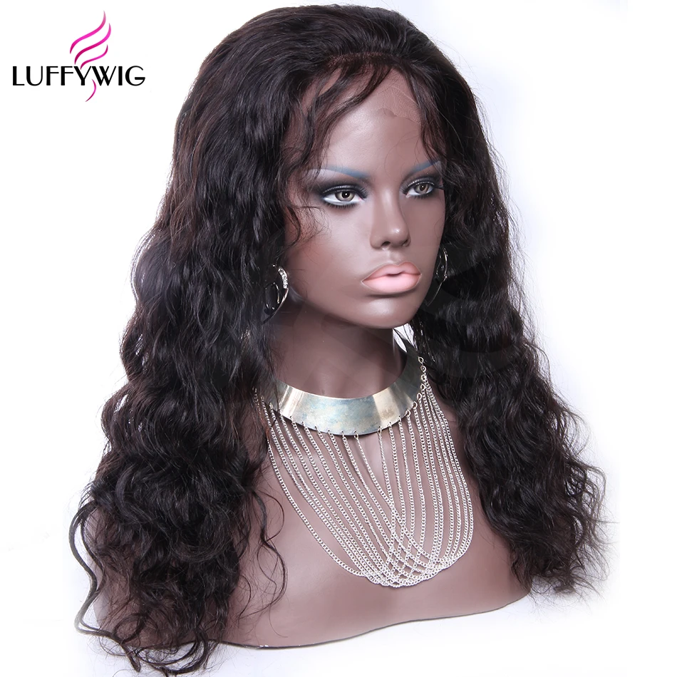 LUFFYHAIR 250 Плотность 13x6 синтетические волосы на кружеве человеческие волосы Искусственные парики волна воды кружево парик предварительно