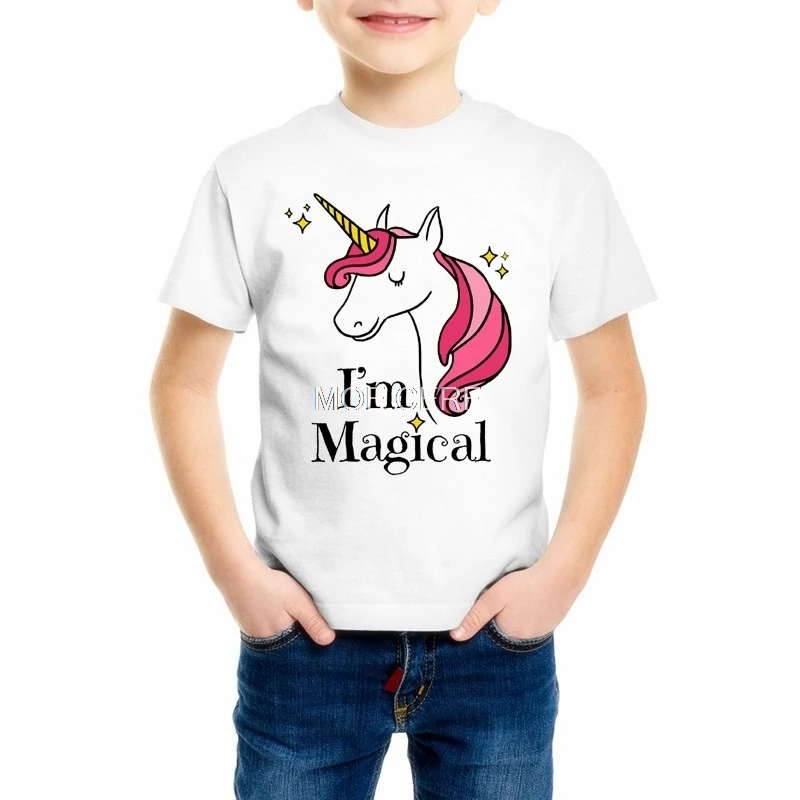Забавная футболка с изображением радужной лошади Брендовая детская футболка с единорогом Детская футболка с короткими рукавами и 3D-принтом Топ для мальчиков и девочек, классная одежда, Z8-3 - Цвет: 4
