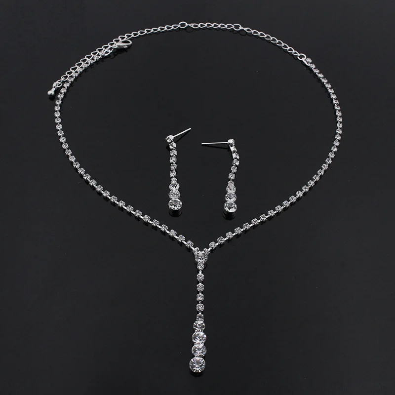 Комплект из колье и серёг с кристаллами|wedding jewelry sets|necklace earring setfashion set |