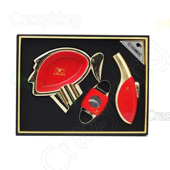 

COHIBA Luxury Automotive Paint Cigar Lighter Cutter Ashtray Gift Set New