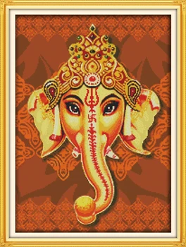 

Needlework,DIY Cross stitch,Sets For Embroidery kits,GANESH Elephant God of fortune Pattern Cross-Stitch painting home decor