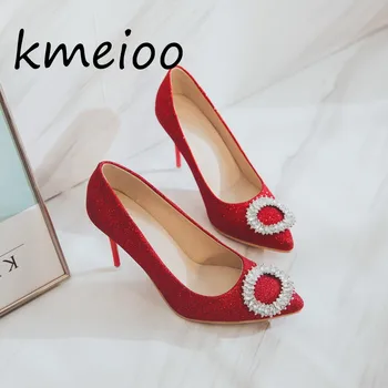 

Silver Gray Black Women Bridal Wedding Shoes Faux Silk Satin Rhinestone Crystal Shallow Woman Pumps Stiletto High Heel