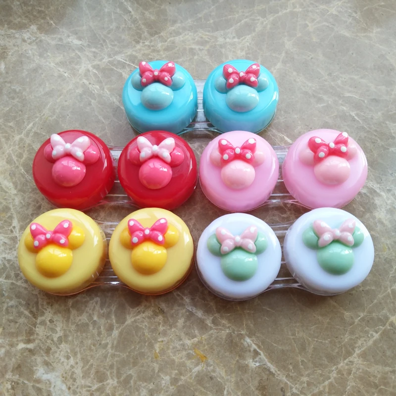 

LIUSVENTINA 2018 New Portable DIY Cute Colorful Bowknot Contact Lens Case Box Container for Color Lenses Birthday Gift for Girls