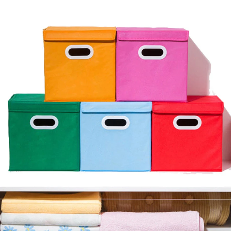 غسلها أكسفورد القماش خزانة حقيبة التخزين الصلبة اللون للطي صندوق تخزين الأطفال أشتات سلة التخزين Organizador