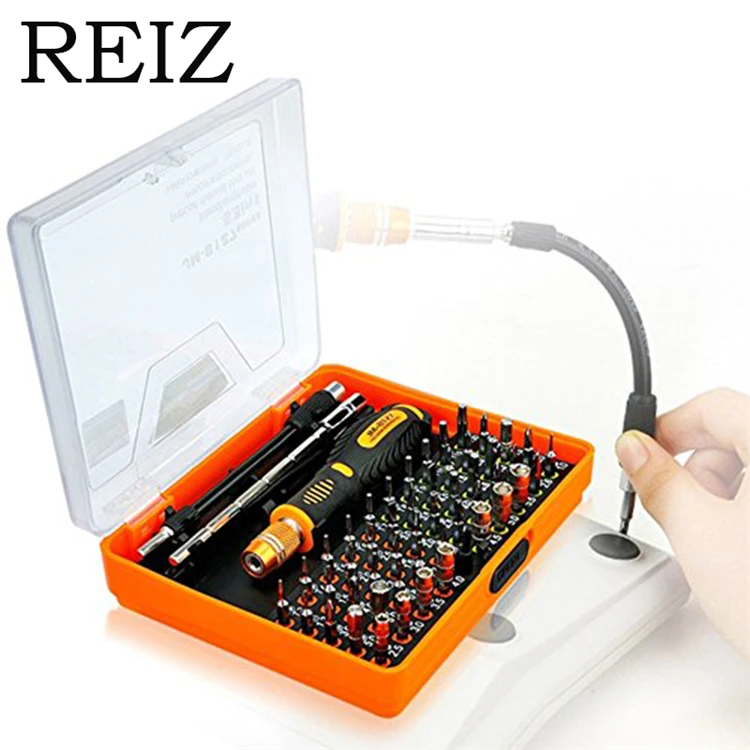 1REIZ 53 in 1 Precision Multi-purpose Magnetic Screwdriver Set with Trox Hex Cross Flat Y Star Triangle Screwdriver for phone PC