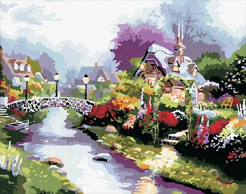 

New Home Decor Frameless Pictures Painting By Numbers Digital Oil Painting On Canvas Landscape Village creek G091