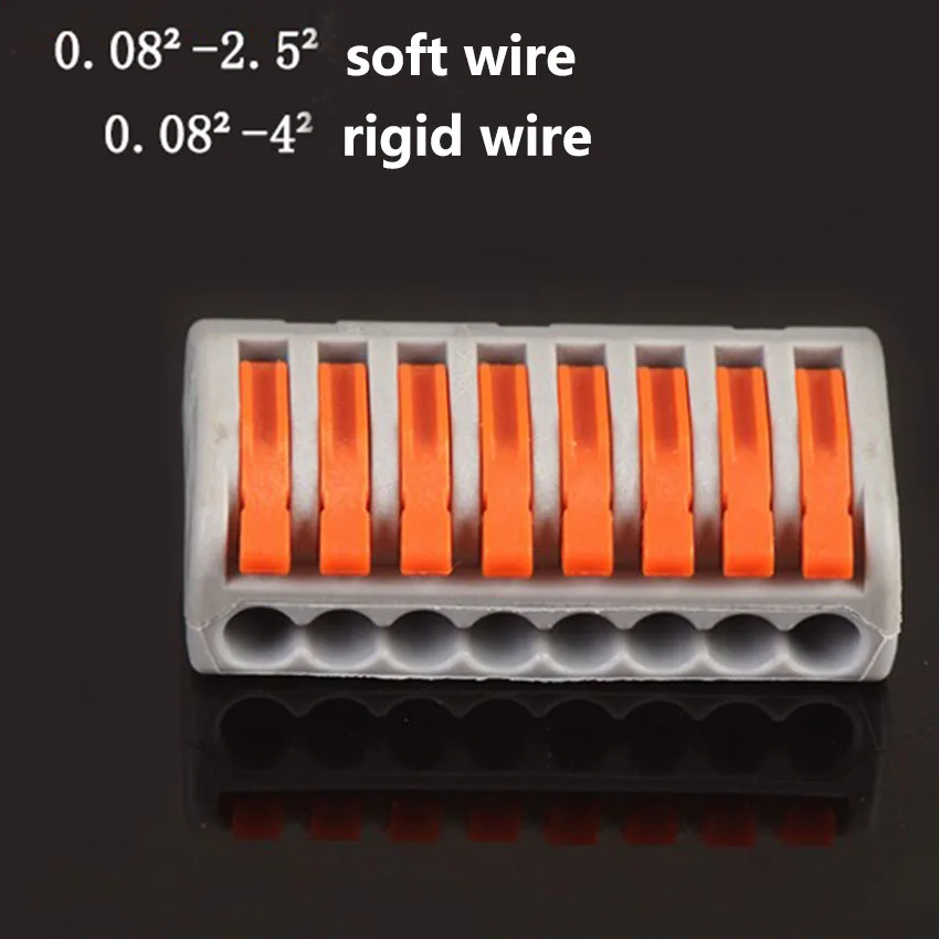 

PCT-218 10pcs Quick Wire Connector Teminator Lug 32A 400V 0.08-2.5/4mm^2 Spring Faston Terminal Block Connector Set Electric