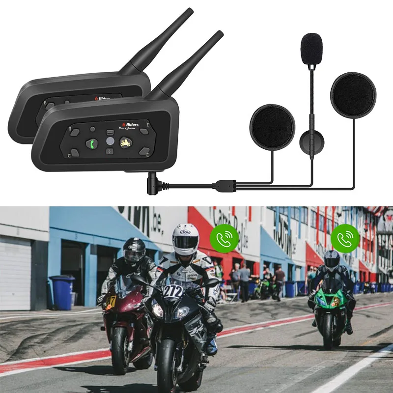 

R6 1200M 6 Riders Motorcycle BT Helmet Intercom Moto Interphone Headsets Intercomunicador Bluetooth Talker Para Motocicleta