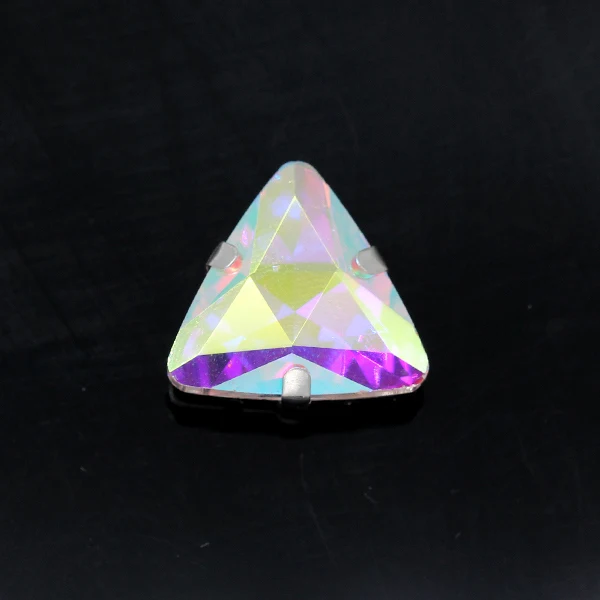 20p 10 мм треугольный стеклянный камень с серебряной установкой плоские с оборота Стразы для рукоделия обуви, сумки, свадебного платья - Цвет: clear ab