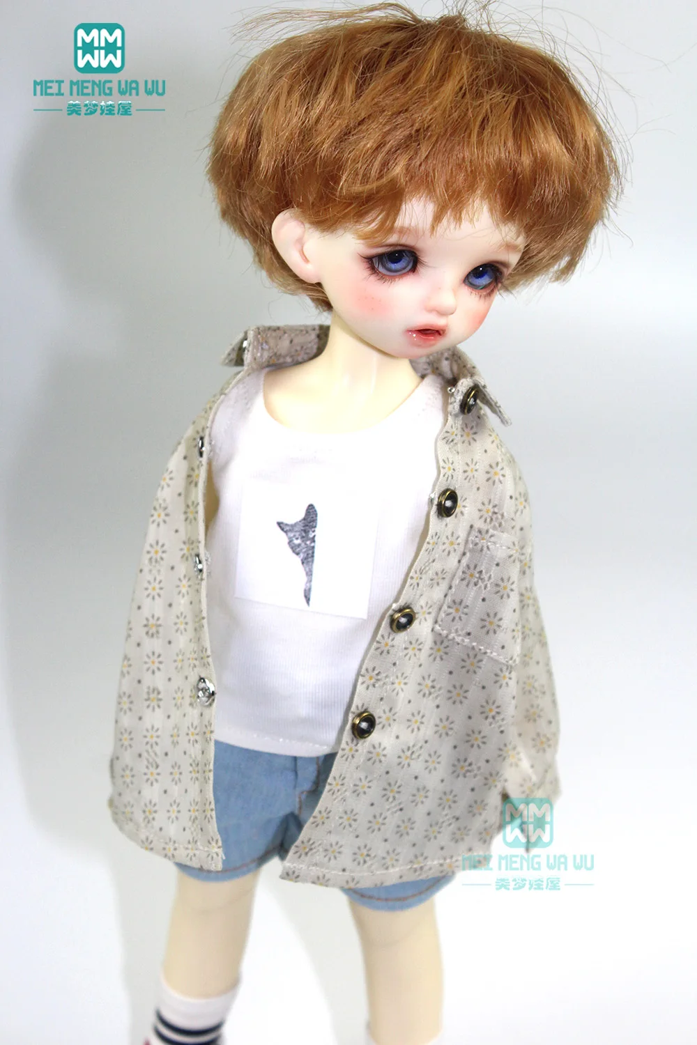 BJD accessories for 27cm-30cm 1/6 BJD YOSD doll clothes fashion Printed shirt Vest, shorts