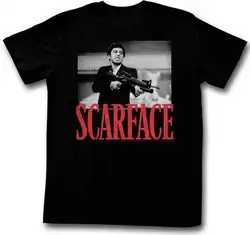 Футболка с принтом Мужские брендовые Популярные scarface shootah Мужская 100% хлопок о-образным вырезом с коротким рукавом Тройник