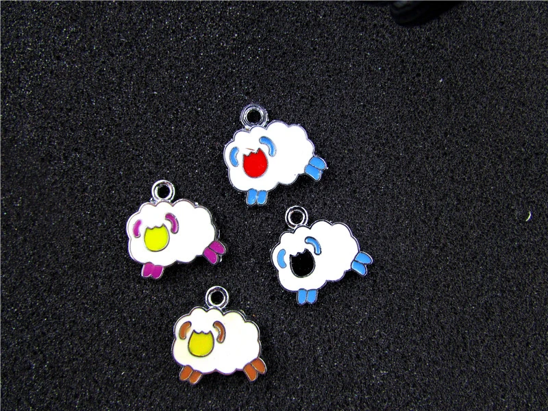 

AE778 Mix Color 100Pcs Alloy Metal Enamel sheep Charms Pendant 18x18mm