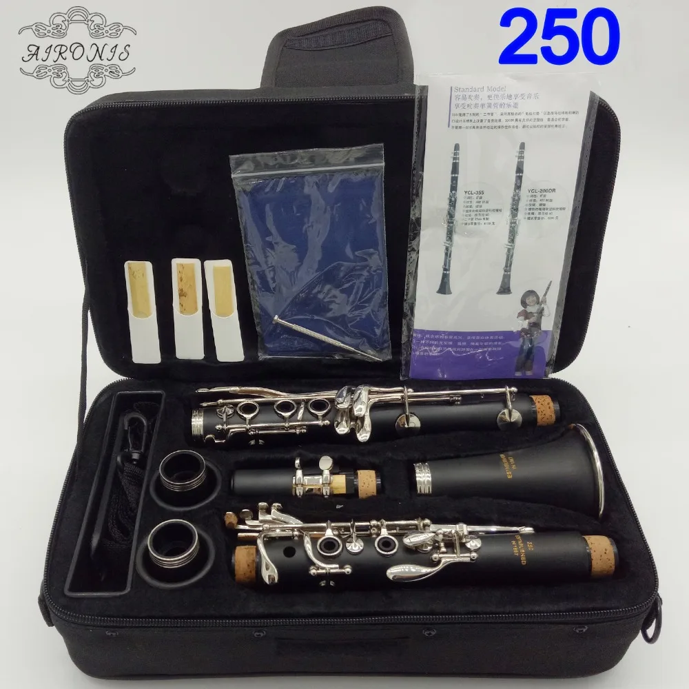 

Professional Bakelite Clarinet 250 Clarinets Bb Nickel Silver Key Musical Instruments With Case Mouthpiece Reeds Accessories