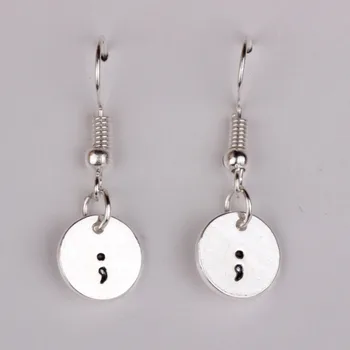 

Alphabet semicolon Earrings 2016 hot sale silver plated Drop Earrings for women YP2212