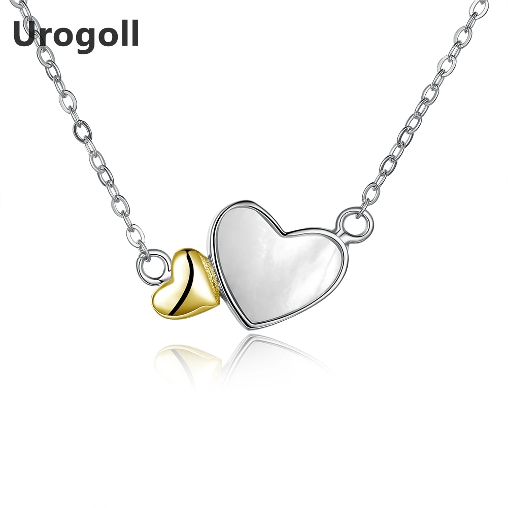 

Hot Sale 925 Sterling Silver Double Heart Pendant Necklaces for Women Lady Lover Gift Fine Jewelry 42+3.5cm Long Chain