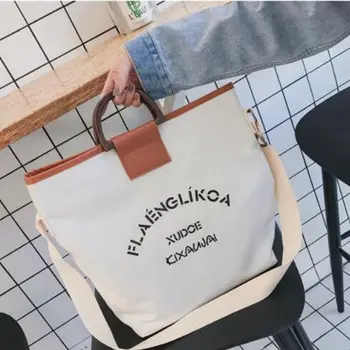 

Korean Fashion Women's Women Ladies Big Bag Shopping Bag Art Canvas Single Piece Handbag Student Wild Large Capacity Beach L9-8