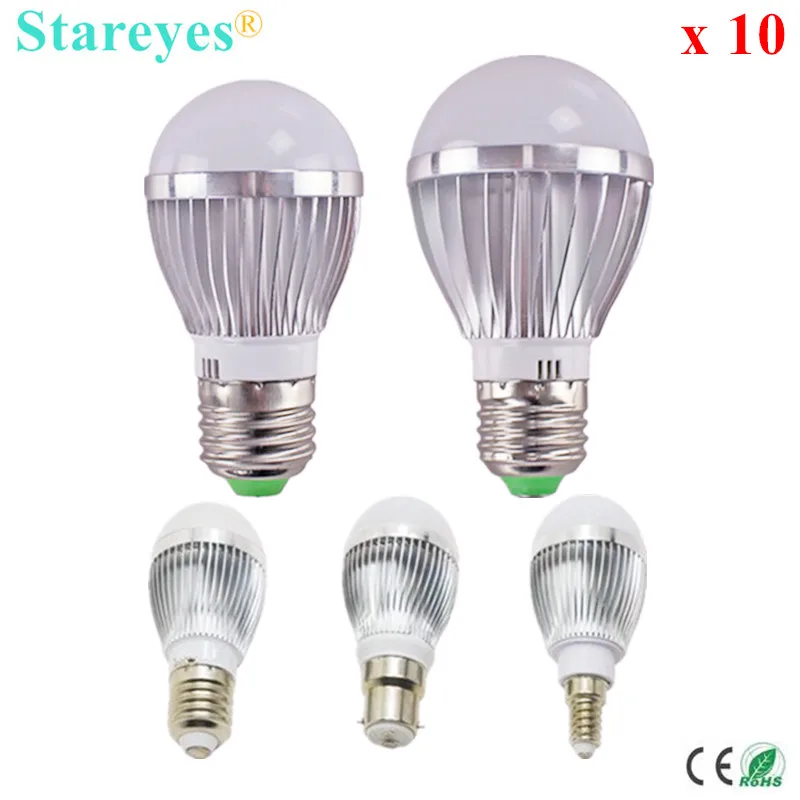 

Free shipping 10 pcs Dimmable Bubble Ball Bulb AC85-265V 5W 4W 3W E14 E27 B22 GU10 High power Globe lamp LED Bulbs ball light