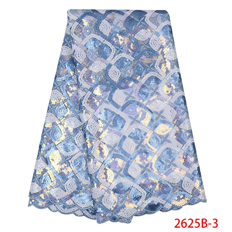 Французский тюль с блестками ткань Африканская кружевная ткань Высококачественная вышитая кружевная тюль ткань с блестками KS2625B-3