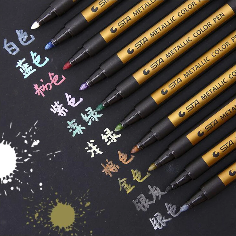 

Metallic Colored Marker Pen Extremely Fine Paint soft Pen DIY Office Stationery and School Supplies Writting Pen 1PCS