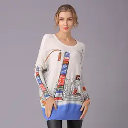 Свитера Casaco De Malha новый с длинными рукавами печатных новые модные женские тонкие горячие Для женщин пуловеры 2018 Демисезонный свитера