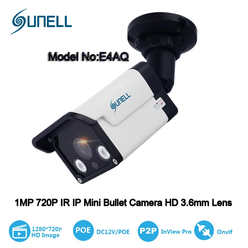 Sunell Security Surveillance Network IP Bullet Camera Weatherproof PoE HD 1.0MP 720P 3.6mm Len with Heater Inside Onvif P2P IP66