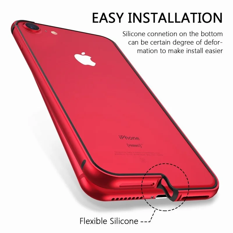 Чехол Ascromy для iPhone 8 алюминиевый силиконовый гибридный ударопрочный бампер из ТПУ