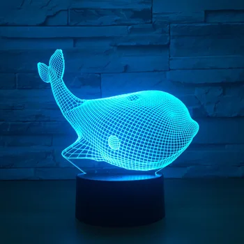 

Sea Whale 3d usb Power Supply Night Light Colorful Touch Switch Light, Visual Small 7 color change 3D Lamp