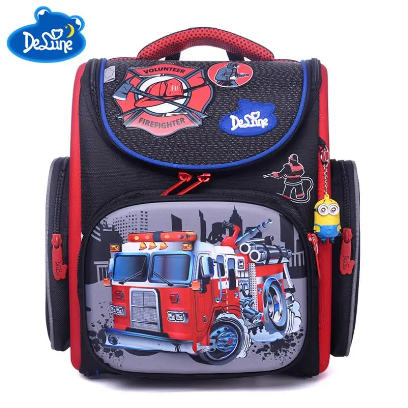

2018 Delune Backpack New Erogonomic Design Kids School Bags 3D Cartoon Orthopedic Boys Tank Schoolbag Backpacks Mochila Infantil