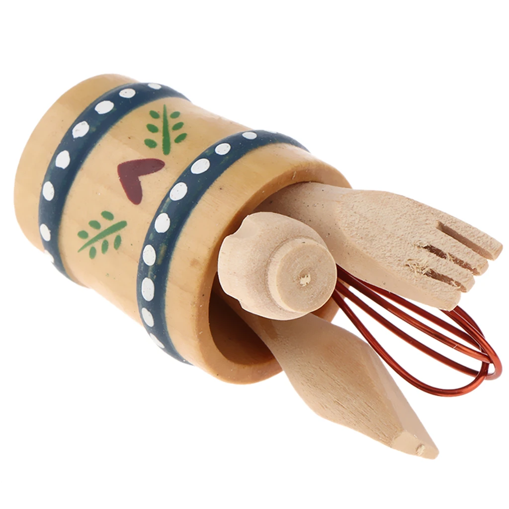 Miniature Japanese Kitchen Real Cooking Utensils, Dollhouse Wooden Kitchen Cooking Utensil Tool, Kitchen Toy Set 1/12 Scale