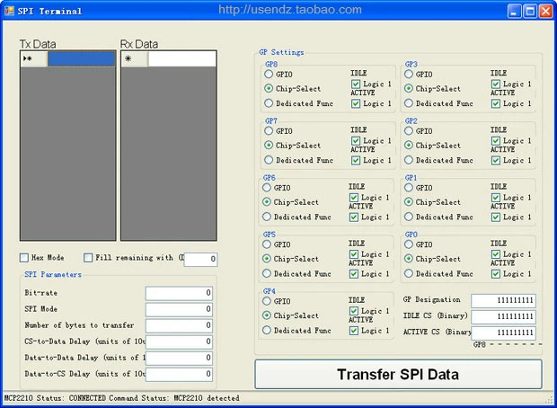 Usendz @ UTS2210 USB к SPI мастер HID устройства MCP2210