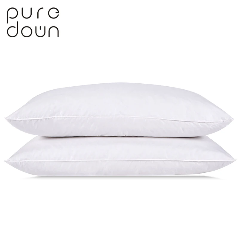

Puredown Quality Natural White Goose Feather Down Pillow Egyptian Cotton Cover 500 Fill Power King Size 2pcs Set PD-DP15018