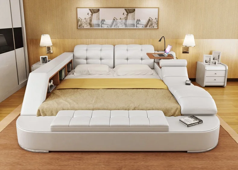Современная мебель для спальни, наборы для спальни, Многофункциональная Кожаная Массажная кровать