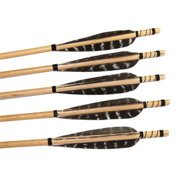 

Colorful fletching white wood arrow 6 pcs fixed target tips hunting arrows