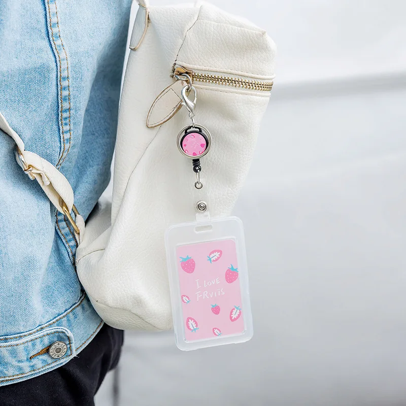 Cute Cartoon Retractable Badge Card Holder Nurse Doctor Exhibition Pull Key ID Name Card Badge Holder School Office Supplies
