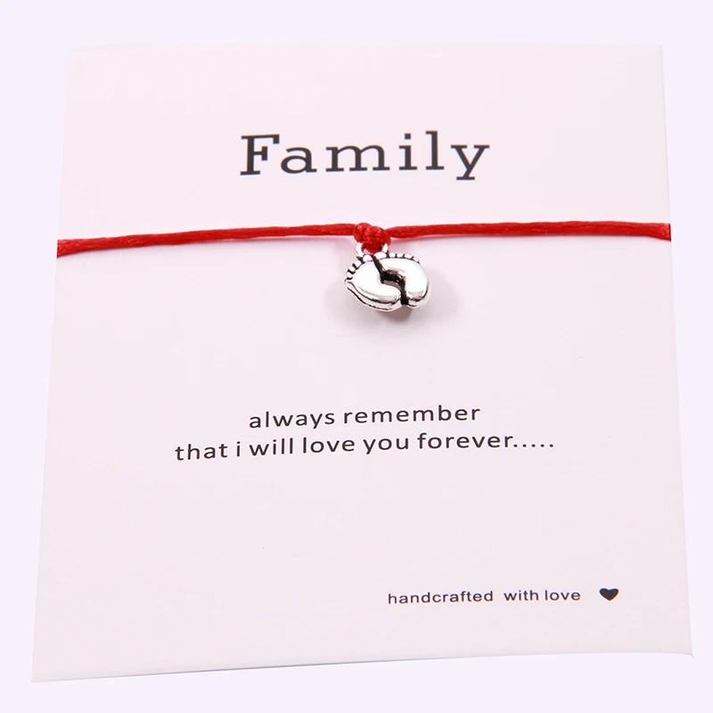 

Family Wish Double Baby Feet Bracelets Women Child Lucky Red String Rope Adjustable Charm Bracelet Men Jewelry Birthday Gift