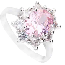 Чудесный розовый кунцит 7*9 мм полудрагоценный камень Серебряный крутой для женщин кольцо Q1361