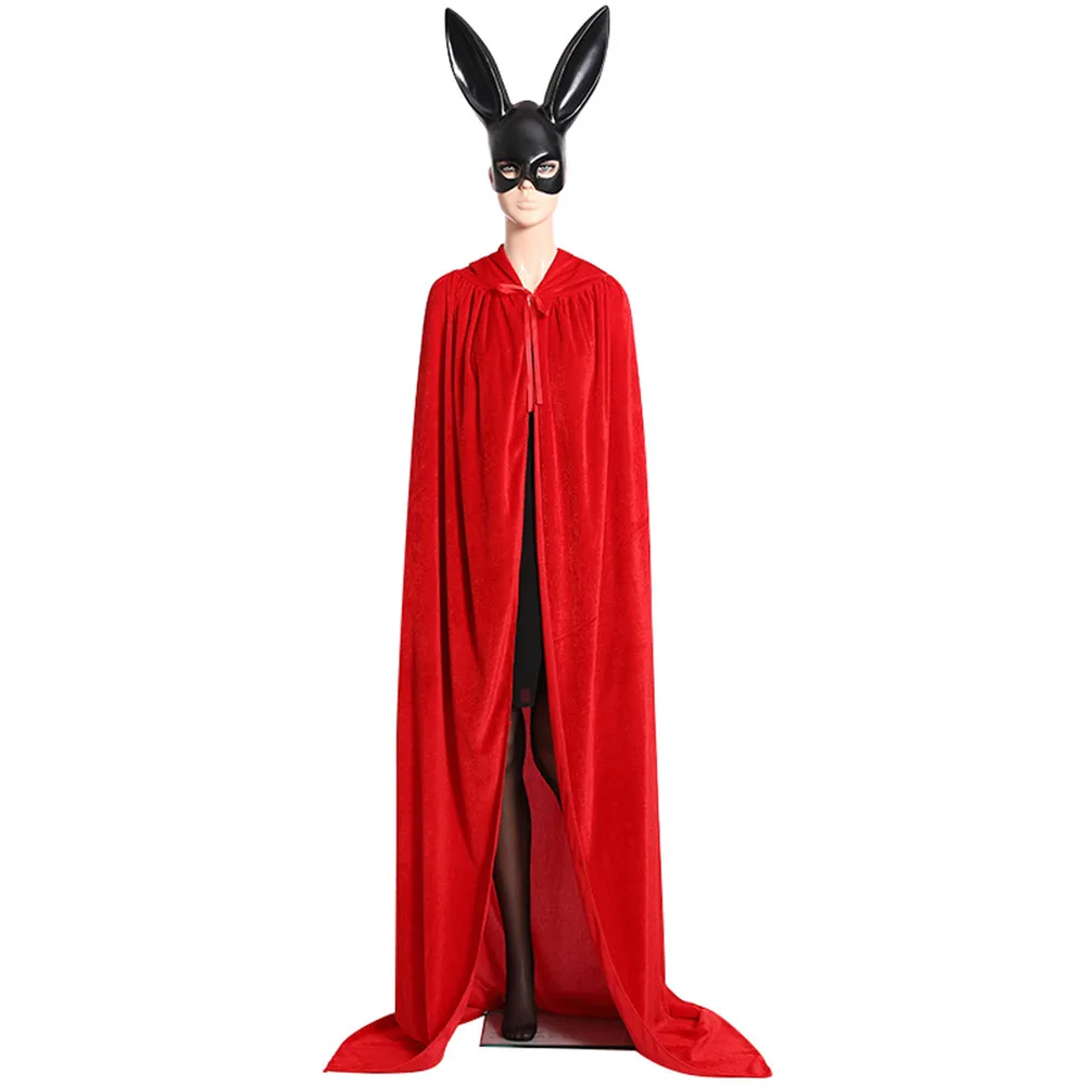

Party Supply Adult Witch Long Purple Green Red Black Halloween Cloaks Hood and Capes Halloween Costumes for Women Men