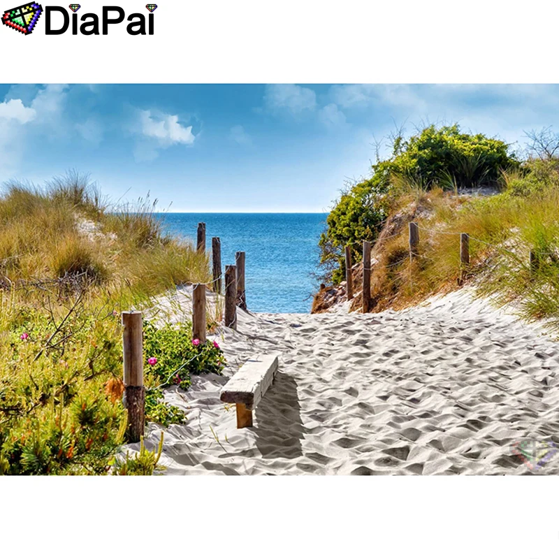 

DIAPAI Diamond Painting 5D DIY 100% Full Square/Round Drill "Beach sea scenery" Diamond Embroidery Cross Stitch 3D Decor A22041
