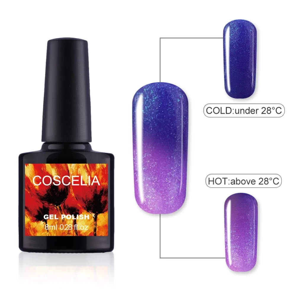 

COSCELIA 8ml Gel Nail Polish Varnish Temperature Color Changing For Nail Art Manicure Colors Vernis Semi Permanent Gel Lacquer