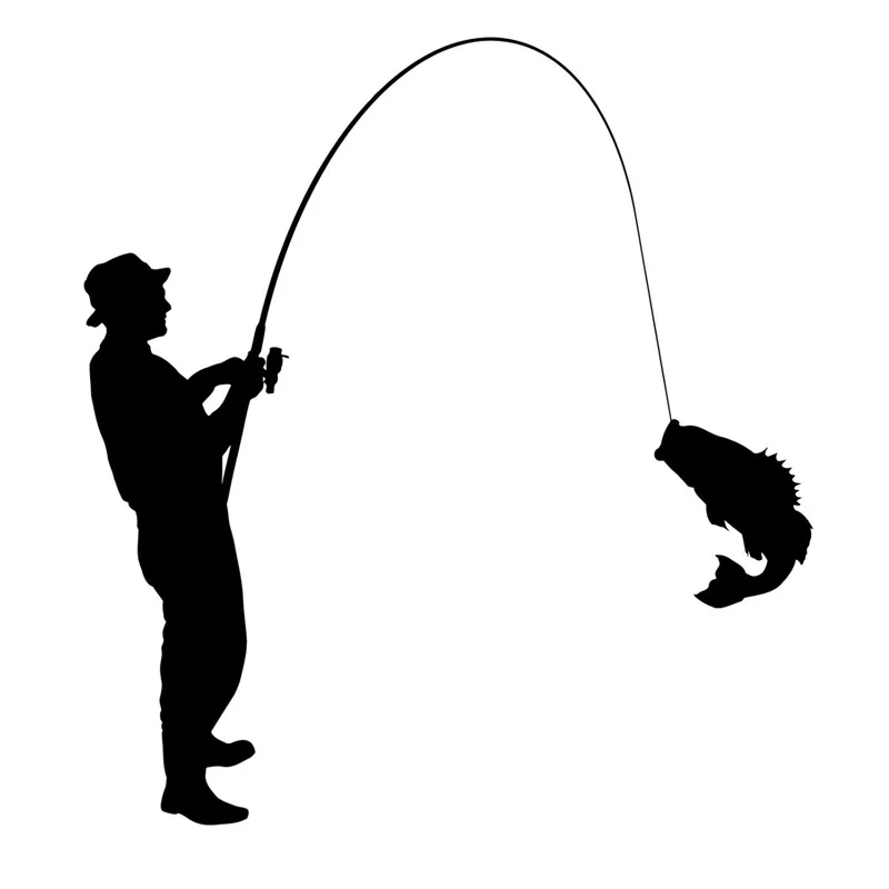 15.5cm*16.7cm Fishing Fisherman Vinyl Car Accessories Stickers Black wall sticker