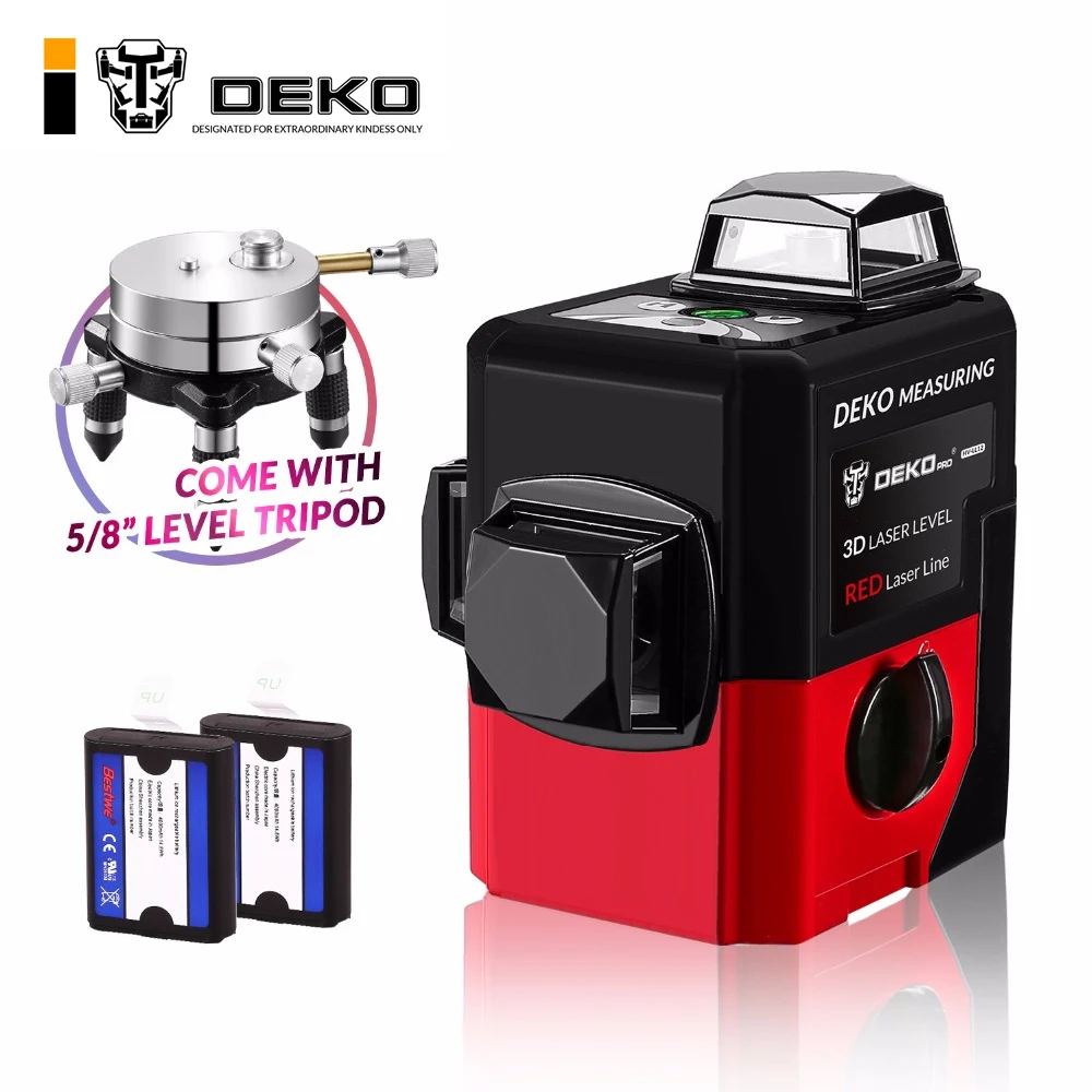 DEKOPRO LL12-HVR 12 líneas 3D nivel láser autonivelante 360 Horizontal y Vertical súper poderoso rayo láser rojo línea - 1