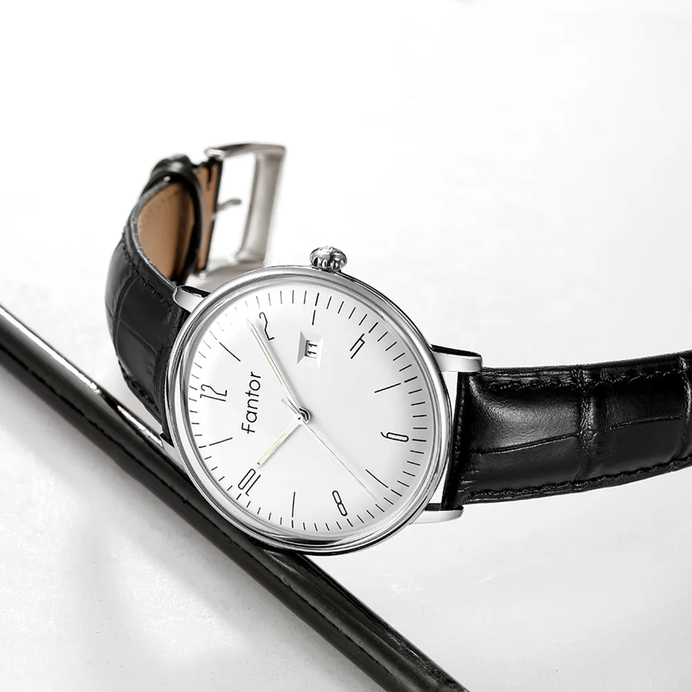 Fantor Топ повседневные Брендовые мужские часы водонепроницаемые светящиеся наручные часы с кожаным ремешком Классические кварцевые часы для мужчин