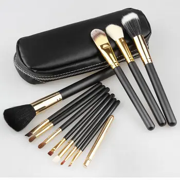 

Professional 12pcs/set Goat Hair Makeup Brushes Cosmetic Make Up Set with zipper Case Bag Kit F20171061