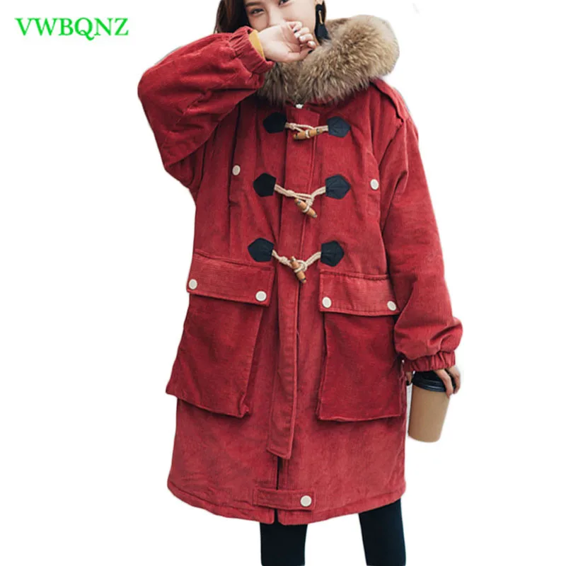 Women jacket coat High end warm Corduroy Cotton Coat Winter Women's