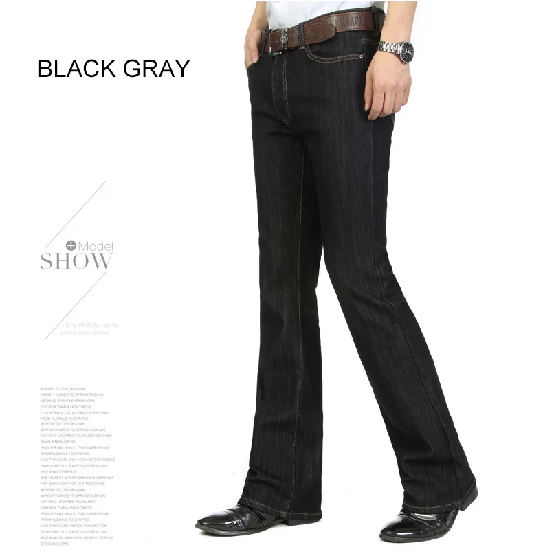 Высокое качество, мужские зимние теплые флисовые черные, синий сапог, джинсы, деловые повседневные расклешенные штаны, брюки со средней талией