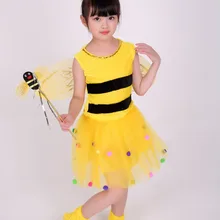 Желтый костюм на Хеллоуин с изображением животных медовой пчелы для детей; Карнавальные Платья для дня рождения для маленьких девочек(видео